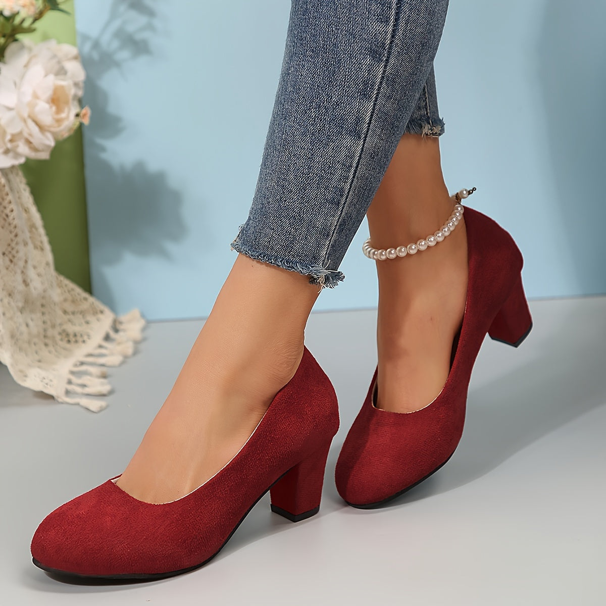 Lucienne Fairvale | Black Suede Block Heel Pumps – Orthopedic Comfort
