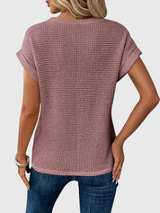 Théodora Winslow | Rust Orange Waffle Knit Crew Neck Top