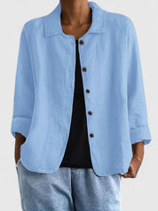 Philippa Ashmore | Pink Linen-Blend Button-Front Shirt