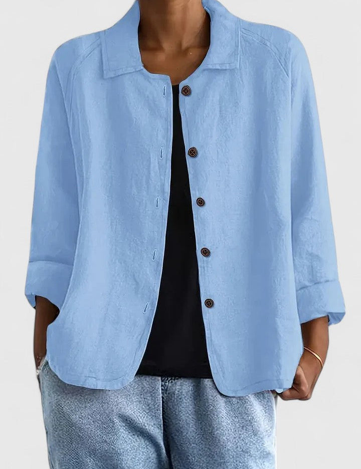 Philippa Ashmore | Pink Linen-Blend Button-Front Shirt