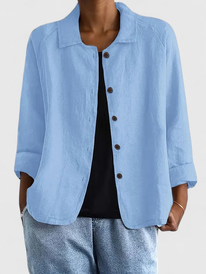 Philippa Ashmore | Pink Linen-Blend Button-Front Shirt