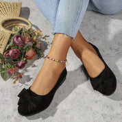 Amélie Tourneau | Black Bow Detail Suede Ballet Flats
