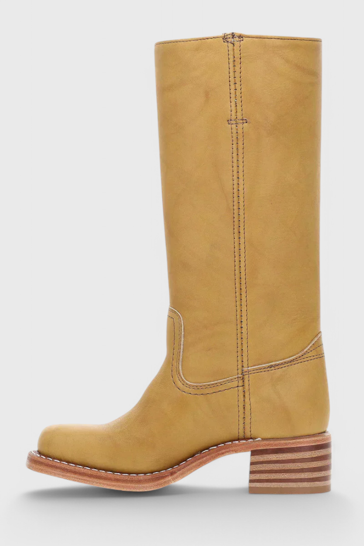 Beatrice Langford | Tan Leather Knee-High Western Boots