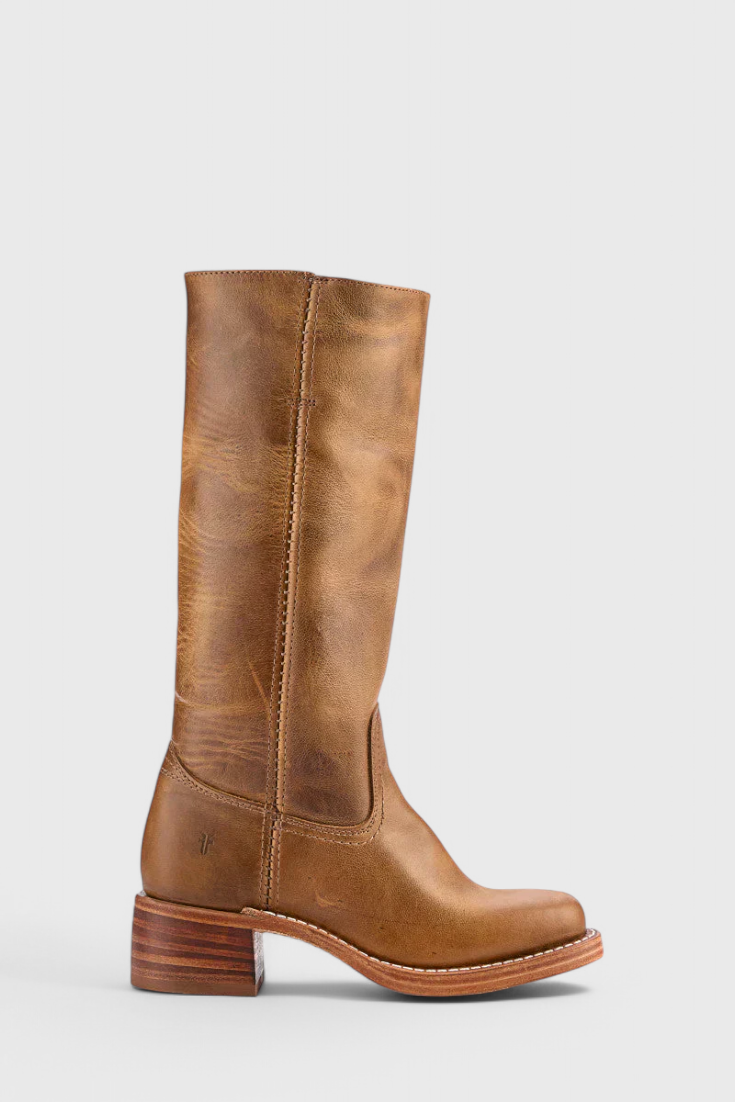 Beatrice Langford | Tan Leather Knee-High Western Boots