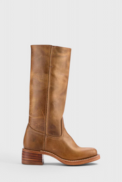 Beatrice Langford | Tan Leather Knee-High Western Boots