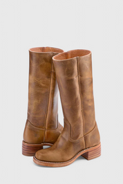 Beatrice Langford | Tan Leather Knee-High Western Boots