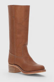 Beatrice Langford | Tan Leather Knee-High Western Boots
