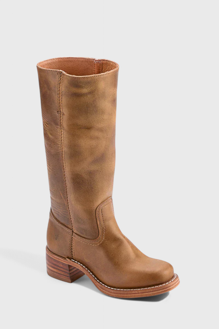 Beatrice Langford | Tan Leather Knee-High Western Boots