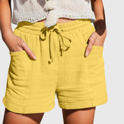 Isabelle Laurent | Cotton Gauze Drawstring Shorts in Khaki