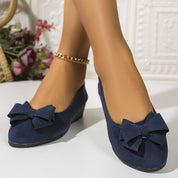 Amélie Tourneau | Black Bow Detail Suede Ballet Flats