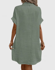 Claudette Winsbourne | Yellow Button-Down Short Sleeve Mini Shirt Dress