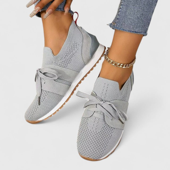Petra Wainscott | Black Knit Lace-Up Orthopedic Sneaker