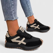 Elspeth Ravenmore | Black & Beige Orthopedic Platform Sneakers