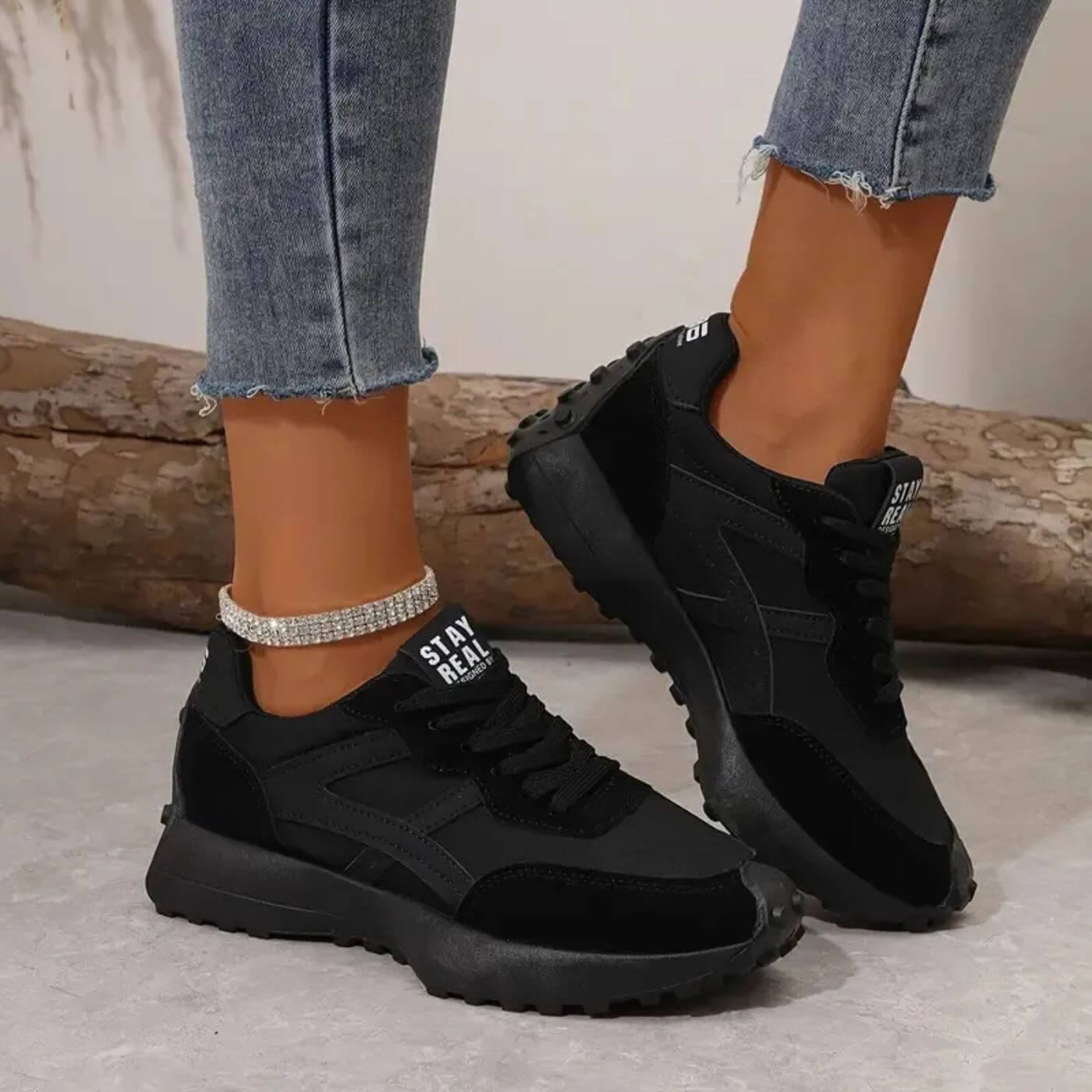 Claudine Ravensholme | Green & Tan Orthopedic Lace-Up Sneakers