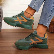 Claudine Ravensholme | Green & Tan Orthopedic Lace-Up Sneakers