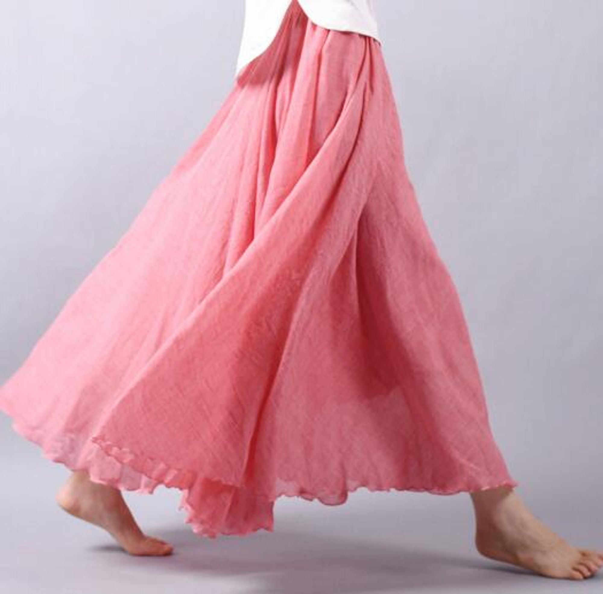 Véronique Blanchard | Blue Flowy Linen Maxi Skirt