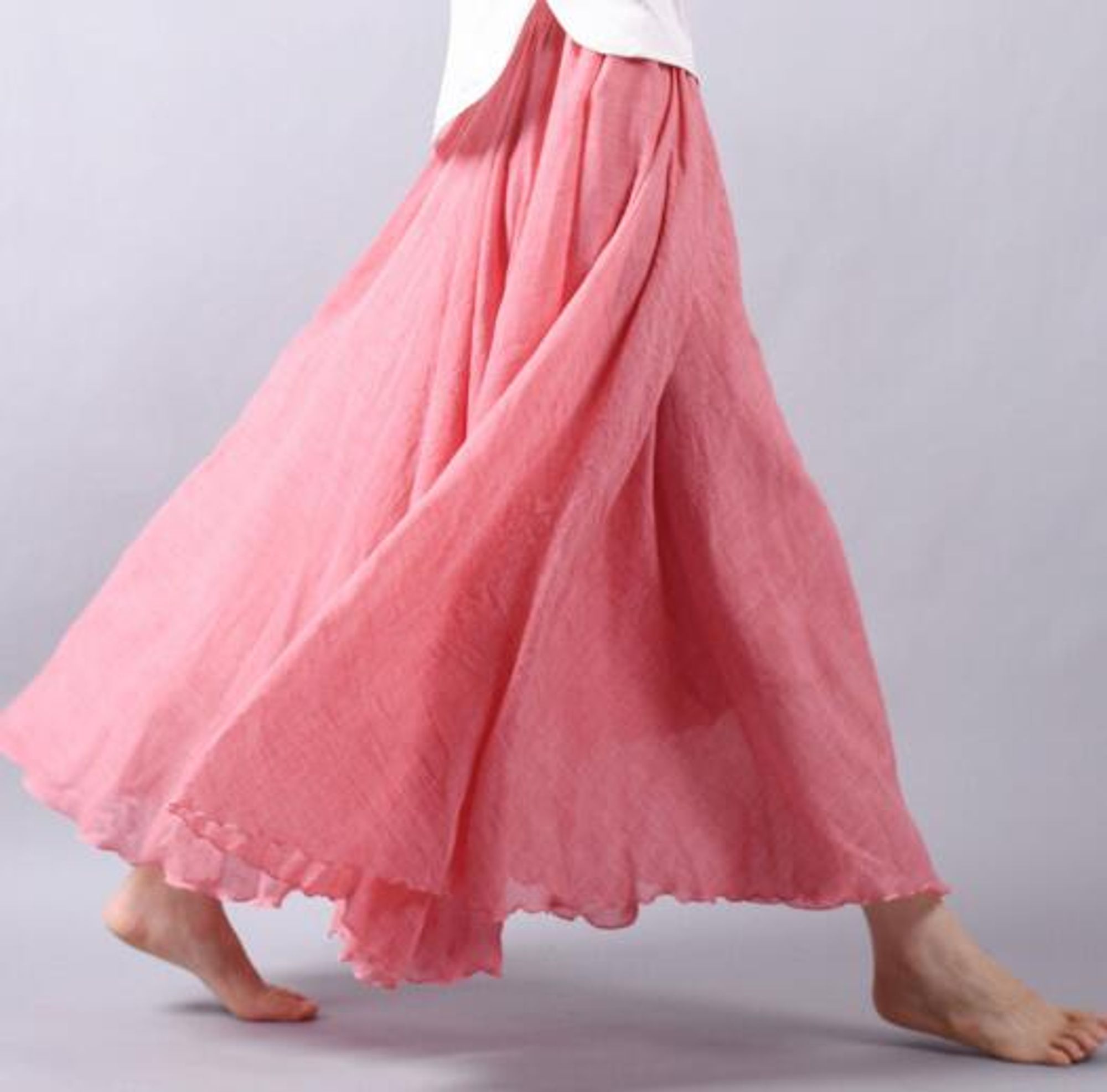 Véronique Blanchard | Blue Flowy Linen Maxi Skirt