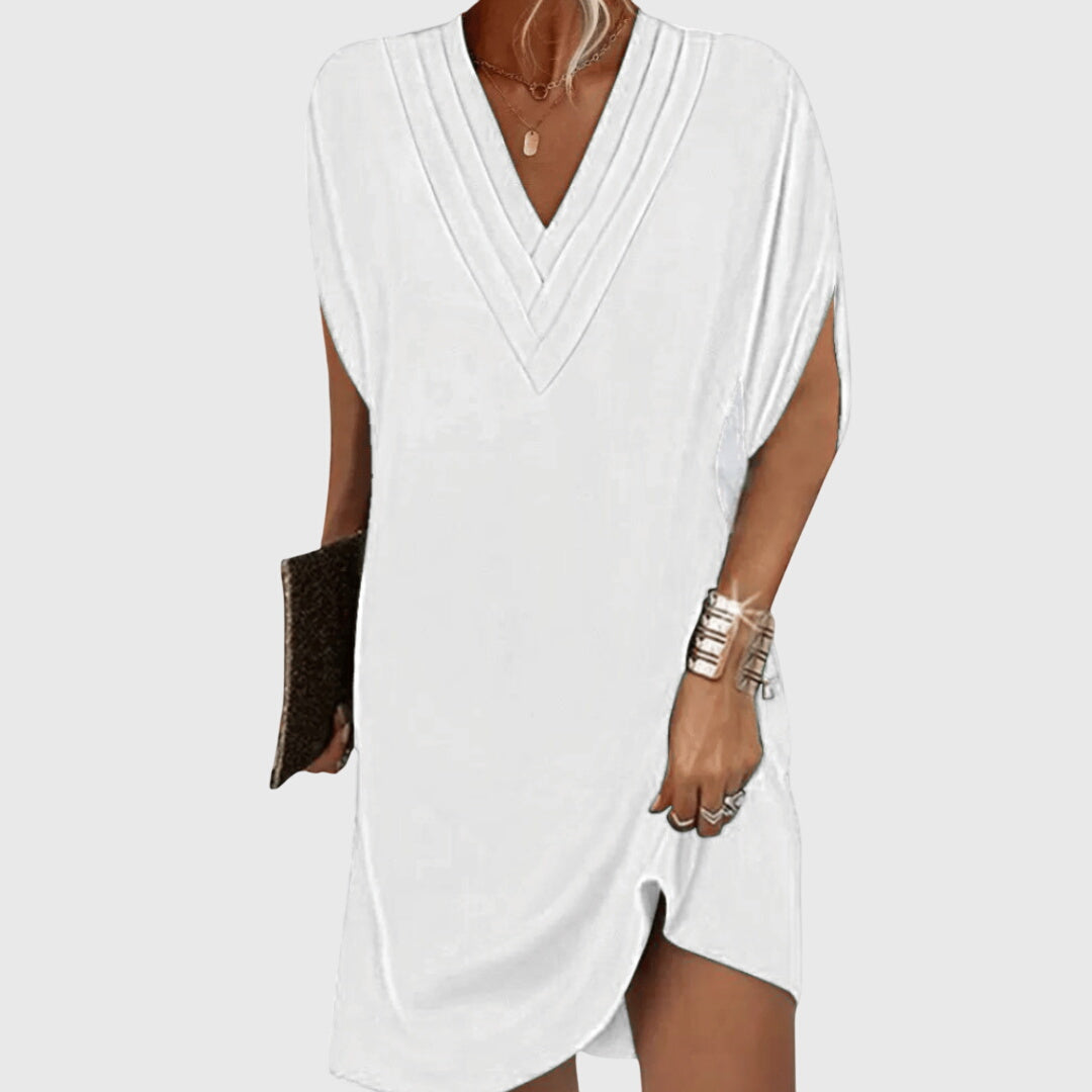 Séverine Montclair | Black V-Neck Tummy-Hiding Mini Dress