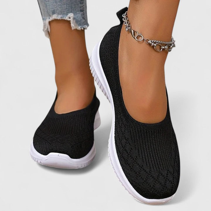 Clotilde Faversham | Purple Knit Slip-On Flat Sneakers