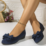 Amélie Tourneau | Black Bow Detail Suede Ballet Flats