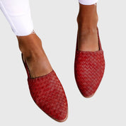 Marguerite Dawnfield | Tan Woven Flat Loafer – Orthopedic Support