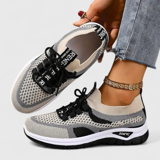 Adeline Beauchamp | Orthopedic Mesh Sneakers in Pink Beige