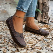 Camille Velthorpe | Beige Perforated Slip-On Comfort Flats