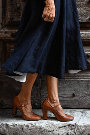Lisette Beauregard | Mary Jane Block Heel Pump in Tan Leather