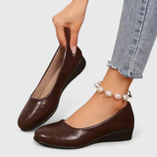 Rosalinde Fairmore | Brown Quilted Wedge Orthopedic Loafers