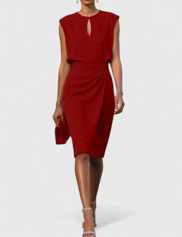 Adaline Beauremont | Navy Blue Sleeveless Keyhole Midi Dress