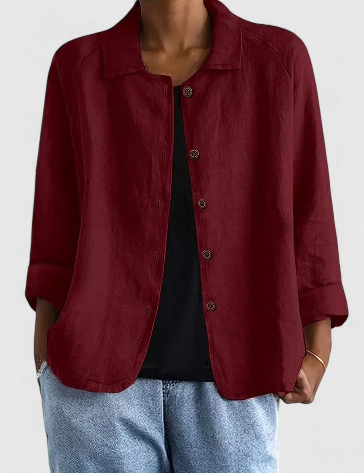 Philippa Ashmore | Pink Linen-Blend Button-Front Shirt
