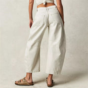 Christelle Vanbrough | High-Rise Barrel Leg Jeans in Light Acid-Wash Denim