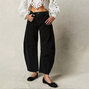 Christelle Vanbrough | High-Rise Barrel Leg Jeans in Light Acid-Wash Denim