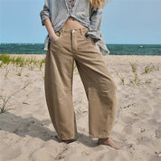 Christelle Vanbrough | High-Rise Barrel Leg Jeans in Light Acid-Wash Denim