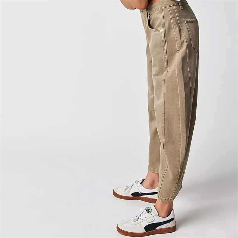 Christelle Vanbrough | High-Rise Barrel Leg Jeans in Light Acid-Wash Denim