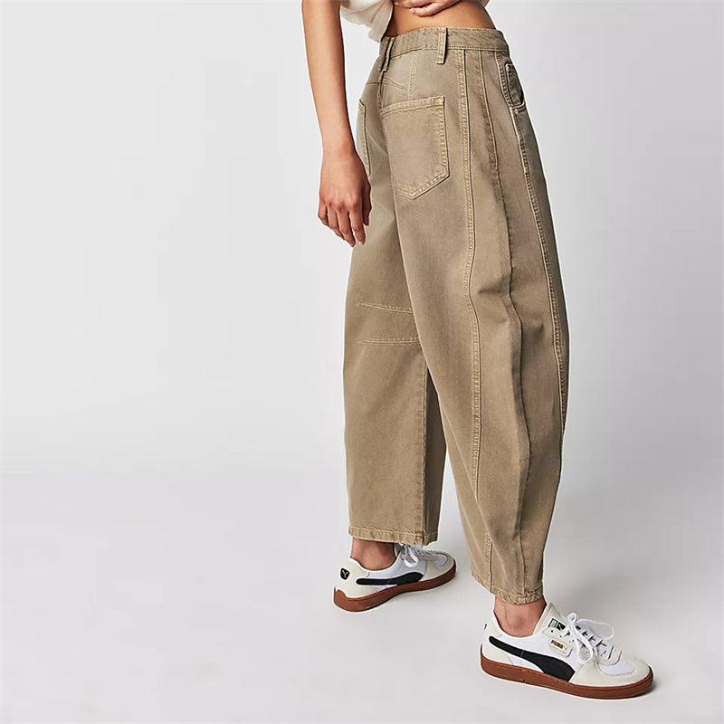 Christelle Vanbrough | High-Rise Barrel Leg Jeans in Light Acid-Wash Denim