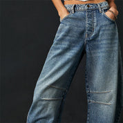 Christelle Vanbrough | High-Rise Barrel Leg Jeans in Light Acid-Wash Denim