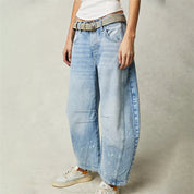 Christelle Vanbrough | High-Rise Barrel Leg Jeans in Light Acid-Wash Denim