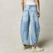 Christelle Vanbrough | High-Rise Barrel Leg Jeans in Light Acid-Wash Denim