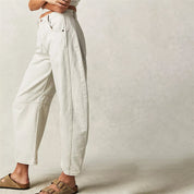 Christelle Vanbrough | High-Rise Barrel Leg Jeans in Light Acid-Wash Denim