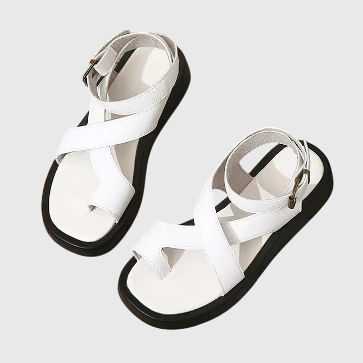 Rosalinde Ashgrove | Orange Platform Sandals with Ankle Strap