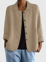 Philippa Ashmore | Pink Linen-Blend Button-Front Shirt