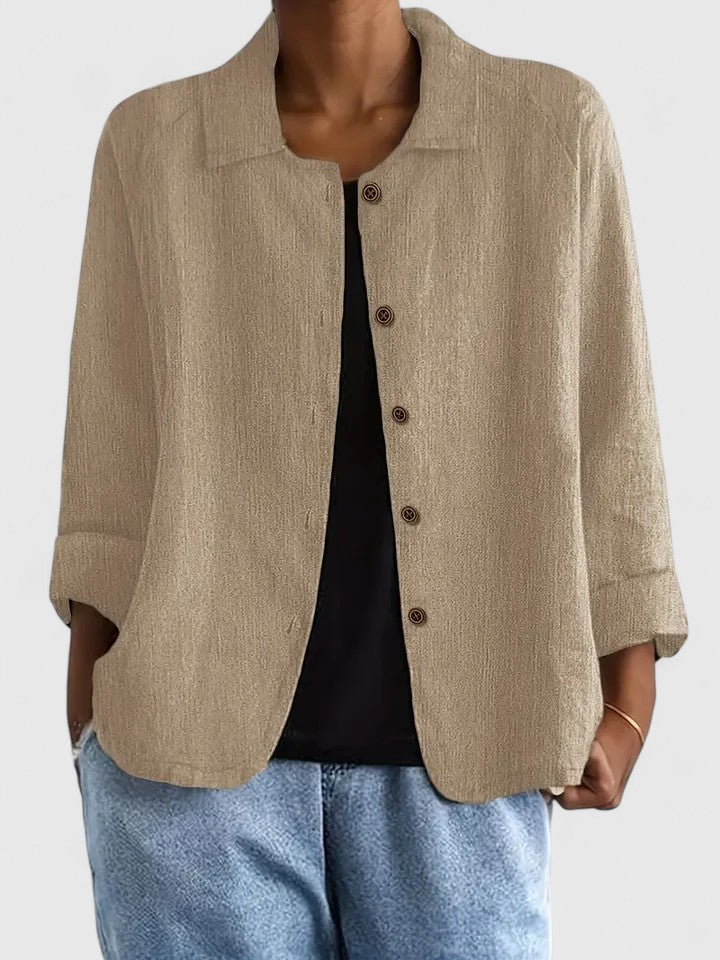 Philippa Ashmore | Pink Linen-Blend Button-Front Shirt