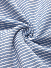 Genevieve Hartwell | Blue Striped Midi Dress with Button Detail