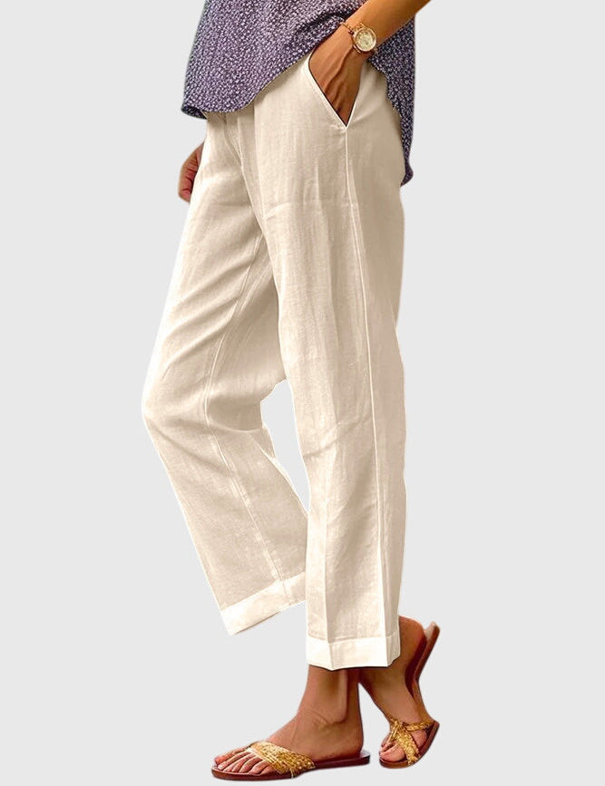 Cecile Fontarrive | White Wide-Leg Linen Trousers
