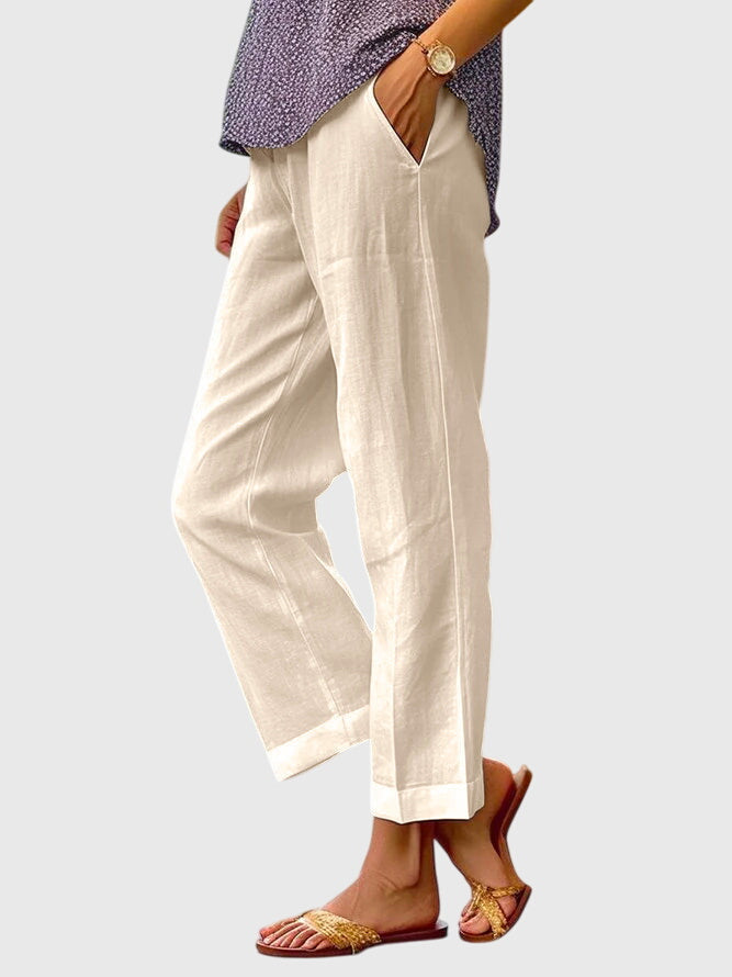 Cecile Fontarrive | White Wide-Leg Linen Trousers