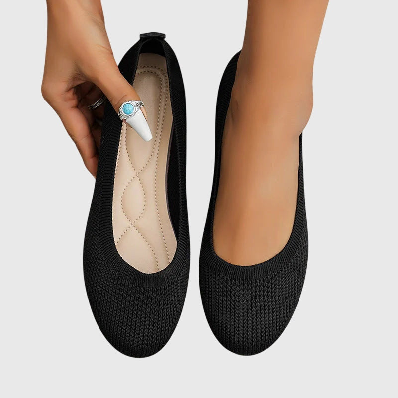 Viviane Lecourbet | Black Knit Ballet Flats with Anti-Slip Sole