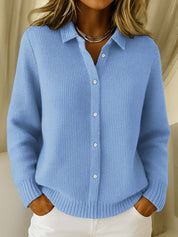 Colette Ashbourne | Blue Button-Up Knit Cardigan Long Sleeve