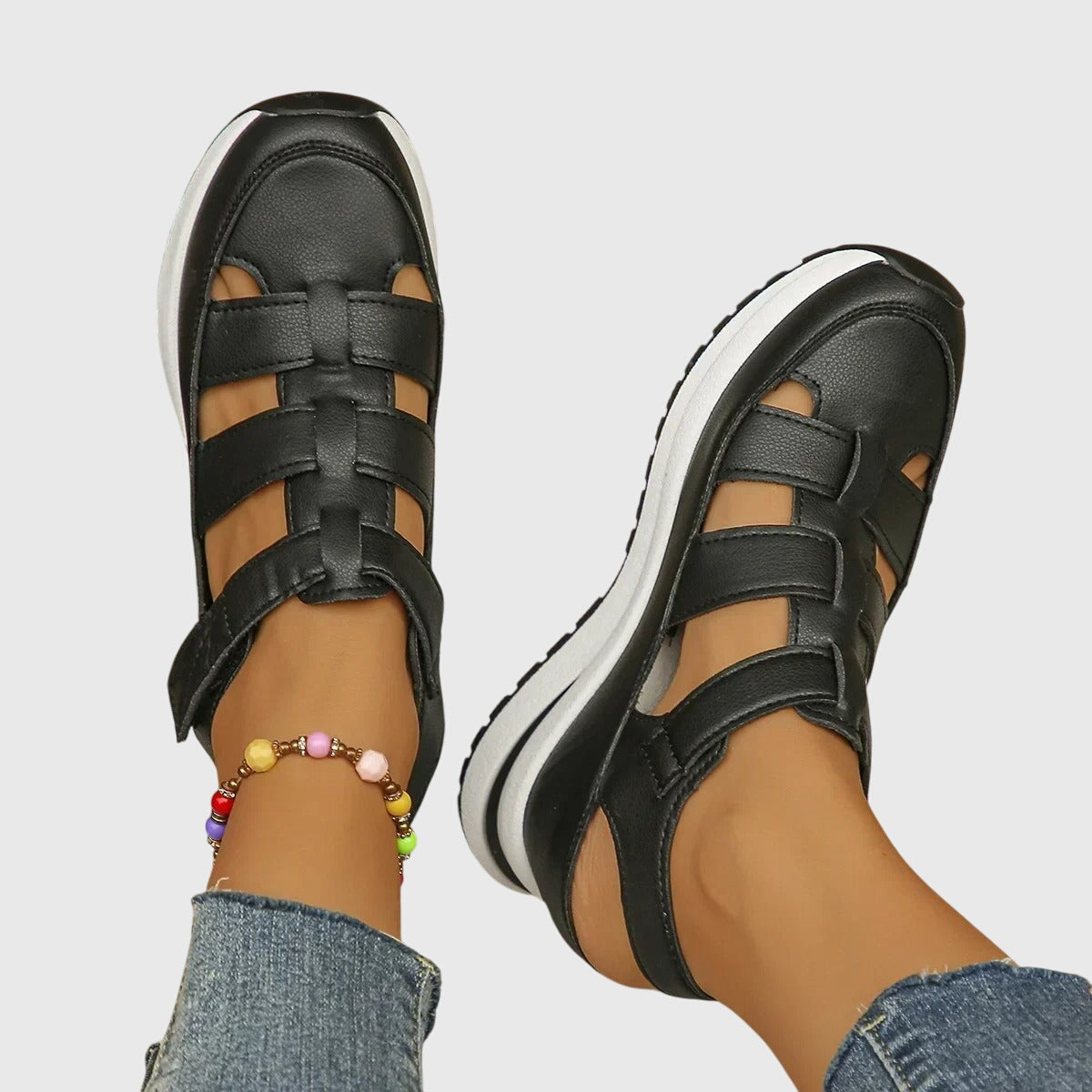 Rossana Pelletier | Black Platform Gladiator Sandals for Women