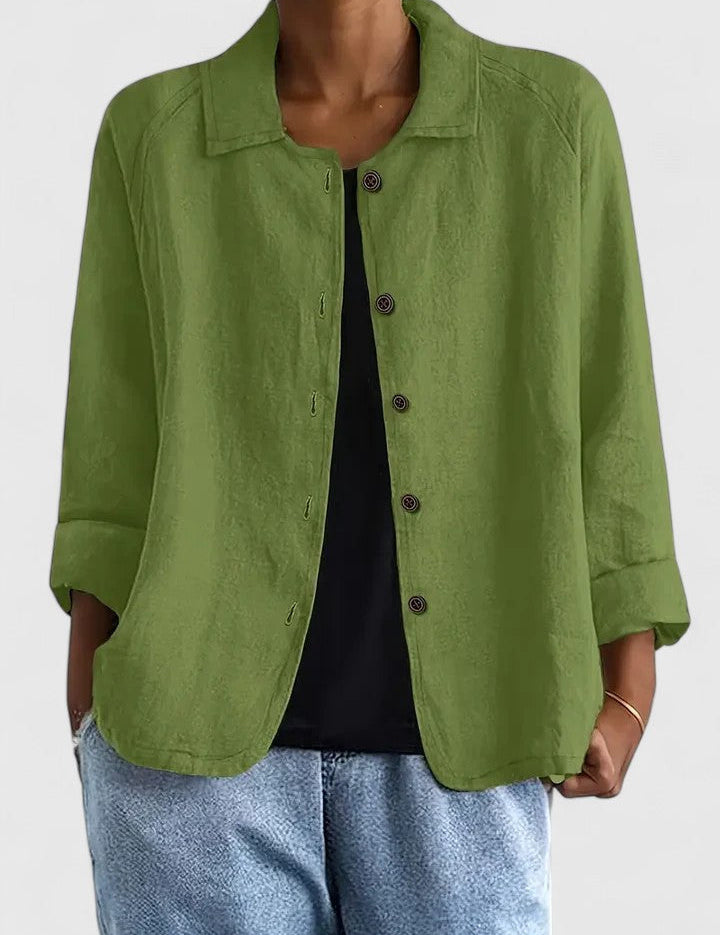 Philippa Ashmore | Pink Linen-Blend Button-Front Shirt